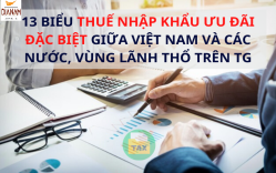13 biểu thuế nhập khẩu ưu đãi đặc biệt giữa Việt Nam và các nước, vùng lãnh thổ trên thế giới
