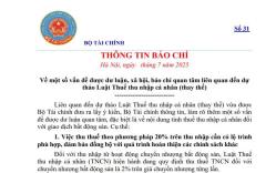 Bộ Tài chính thông tin đề xuất áp thuế TNCN 20% trên thu nhập chuyển nhượng bất động sản